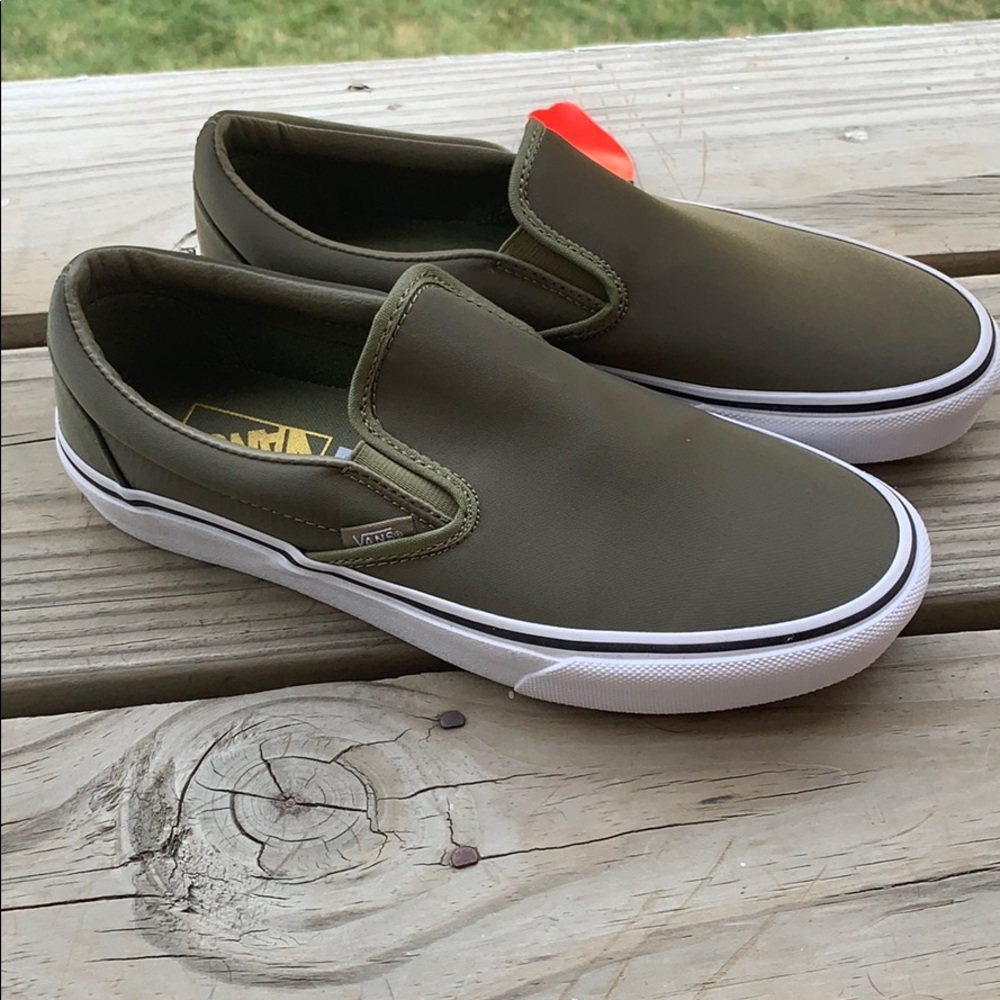 NWT Green Nylon Slip On Vans